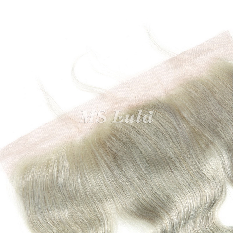 Silver Grey Virgin Hair Body Wave 13X4 Lace Frontal - 图片 8